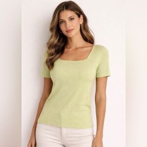 New York & Company Mint Green Short Sleeve Knit Top